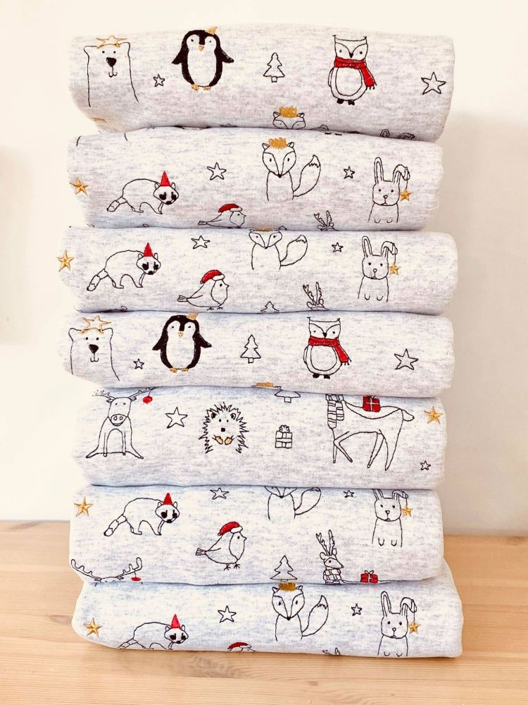  Christmas animal doodles - Embroidered Christmas Jumper