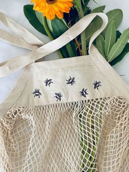   Embroidered Lots of Bees Shopping Mesh Grocery Bag