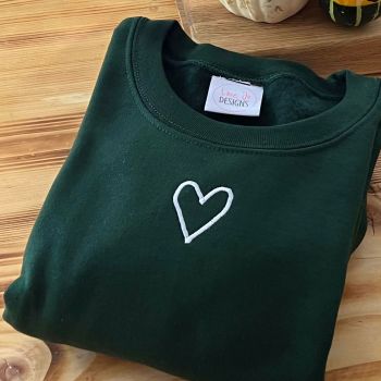 Simple Heart Outline -  Embroidered Sweatshirt