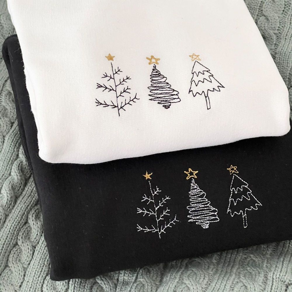 Simple Tree Doodles - Embroidered Christmas Jumper