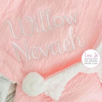  Cable Knit Baby Pink Blanket