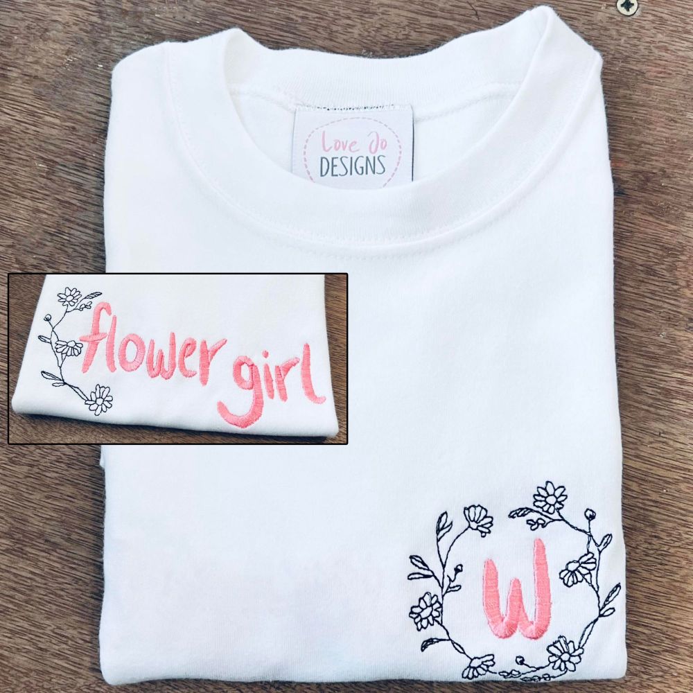 Embroidered Flower Girl T-shirt