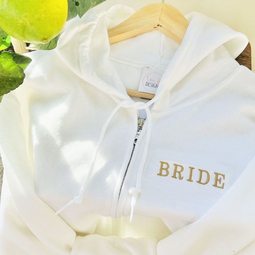 <!-- 001 --> Bride Embroidered Zip Hoodie