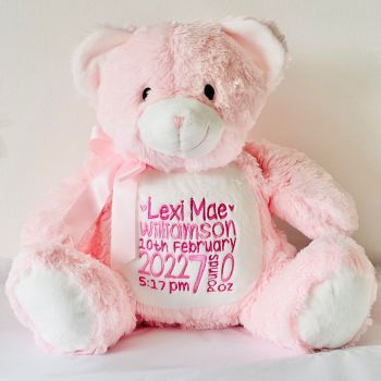  Pink Embroidered Teddy Bear