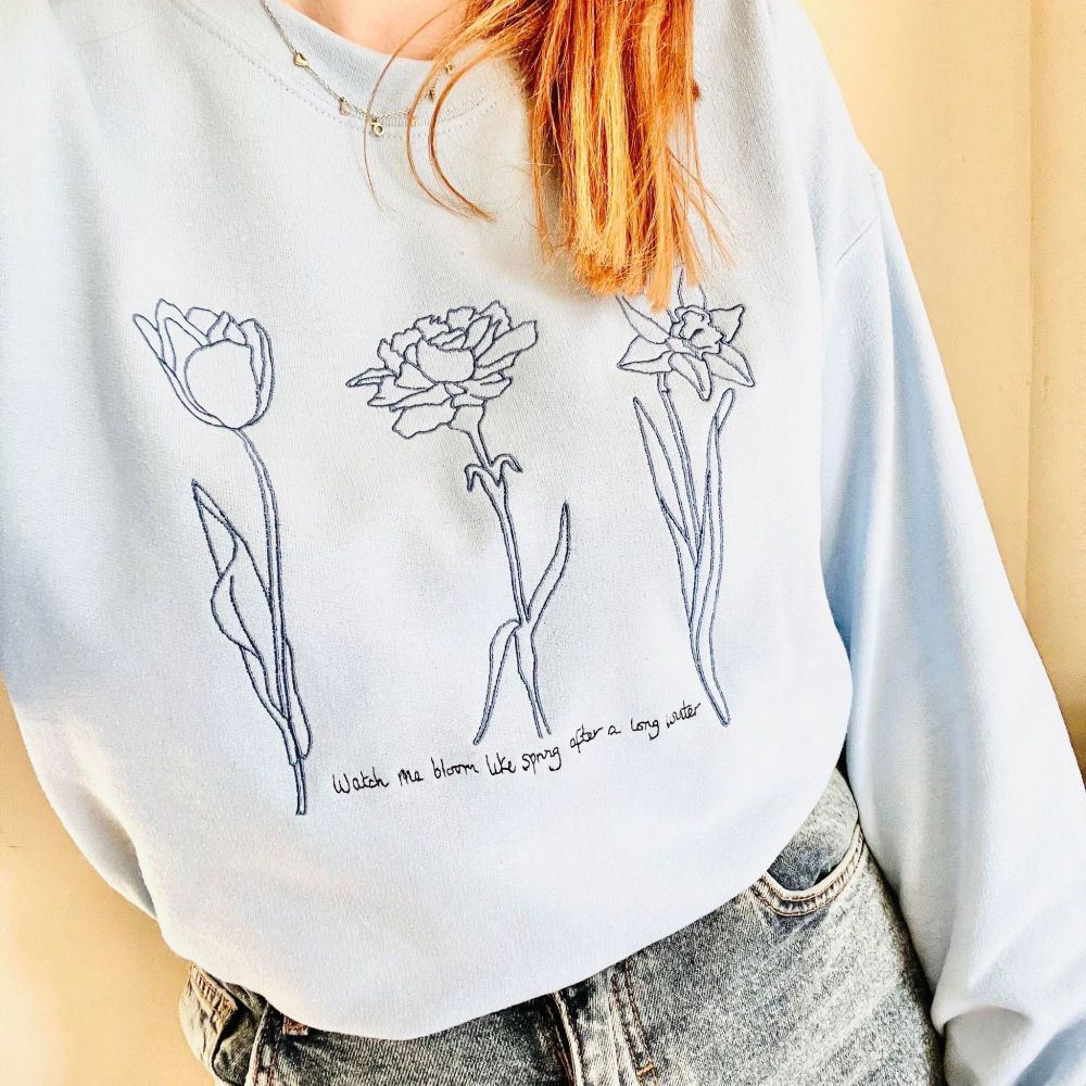 <!-- 001 -->  Springtime flowers - Embroidered  Sweater
