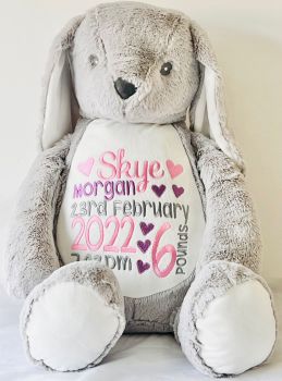  Giant Embroidered Grey Bunny Teddy Bear