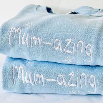Mum-azing -  Embroidered Flower Sweatshirt