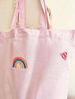   Embroidered Rainbow Tote Bag