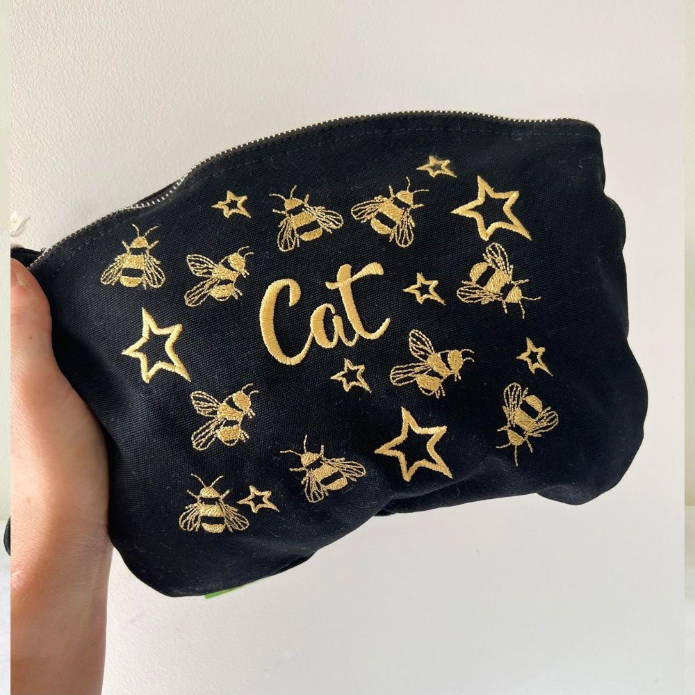 Personalised Bees & Stars Make-up / Clutch Bag 