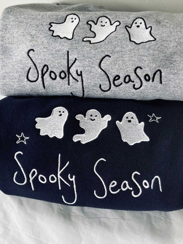 <!-- 001 -->Spooky Season Ghosts - Embroidered Jumper
