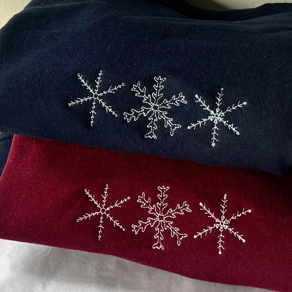 <!-- 001 -->Simple Snowflake Doodles - Embroidered Christmas Jumper