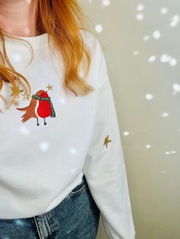  Rufus The Christmas Robin Embroidered Jumper