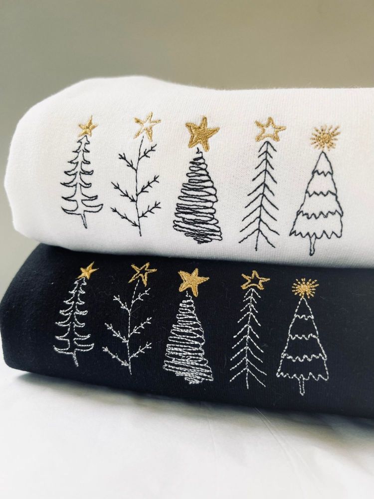 <!-- 001 -->Five Simple Tree Doodles - Embroidered Christmas Jumper