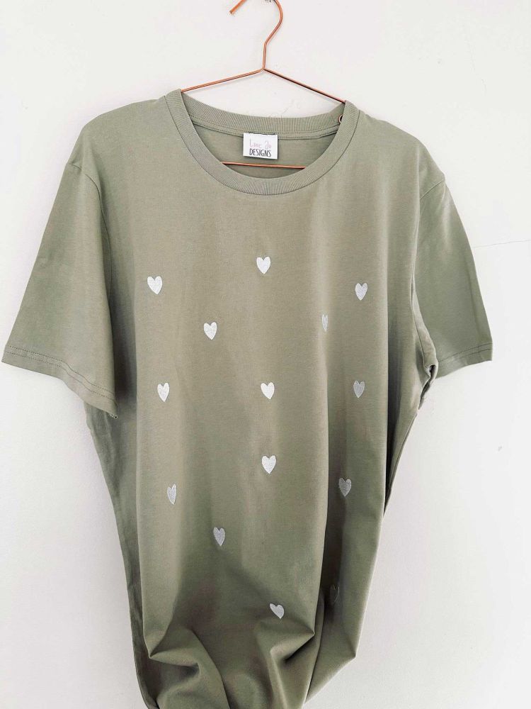 Lots of Hearts Embroidered T-shirt