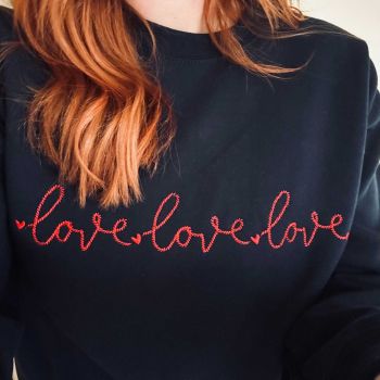 Love Love Love Embroidered Sweatshirt