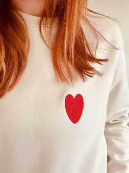 PREMIUM ORGANIC Filled Heart Embroidered Sweater