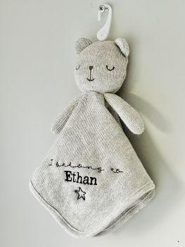 Personalised Baby Bear Grey Comforter