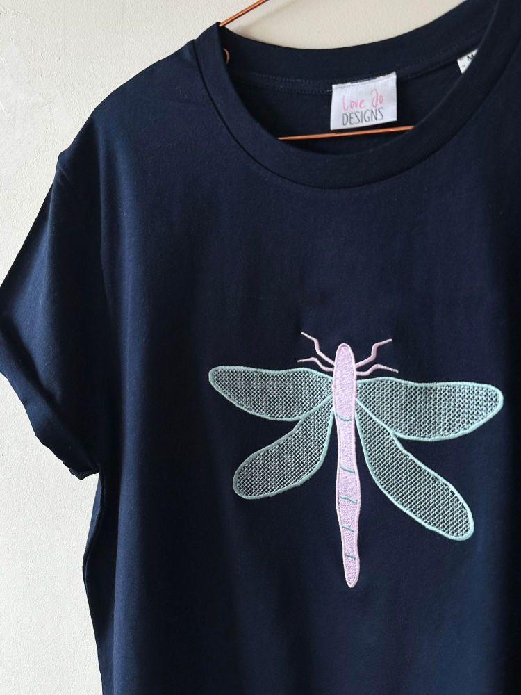 <!-- 002 --> Dragonfly - Organic Embroidered Tee