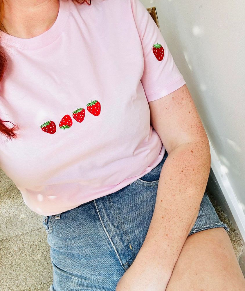 Embroidered Strawberries Tshirt