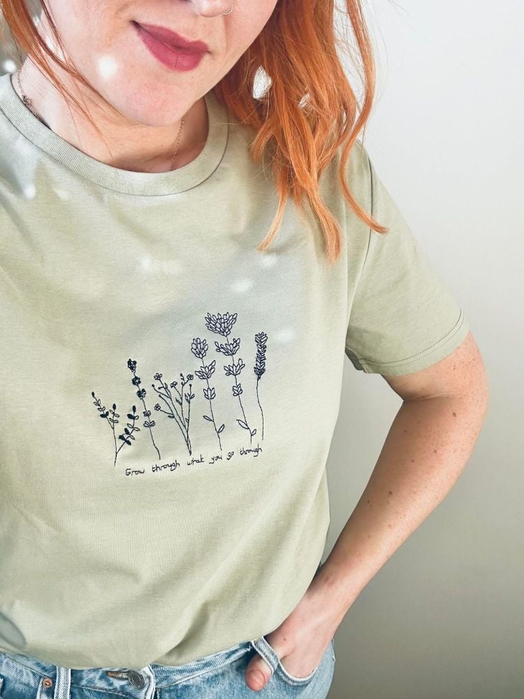 <!-- 001 --> Grow through what you go through Embroidered T-shirt