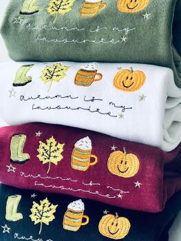  Autumn is my favourite - Embroidered  Jumper