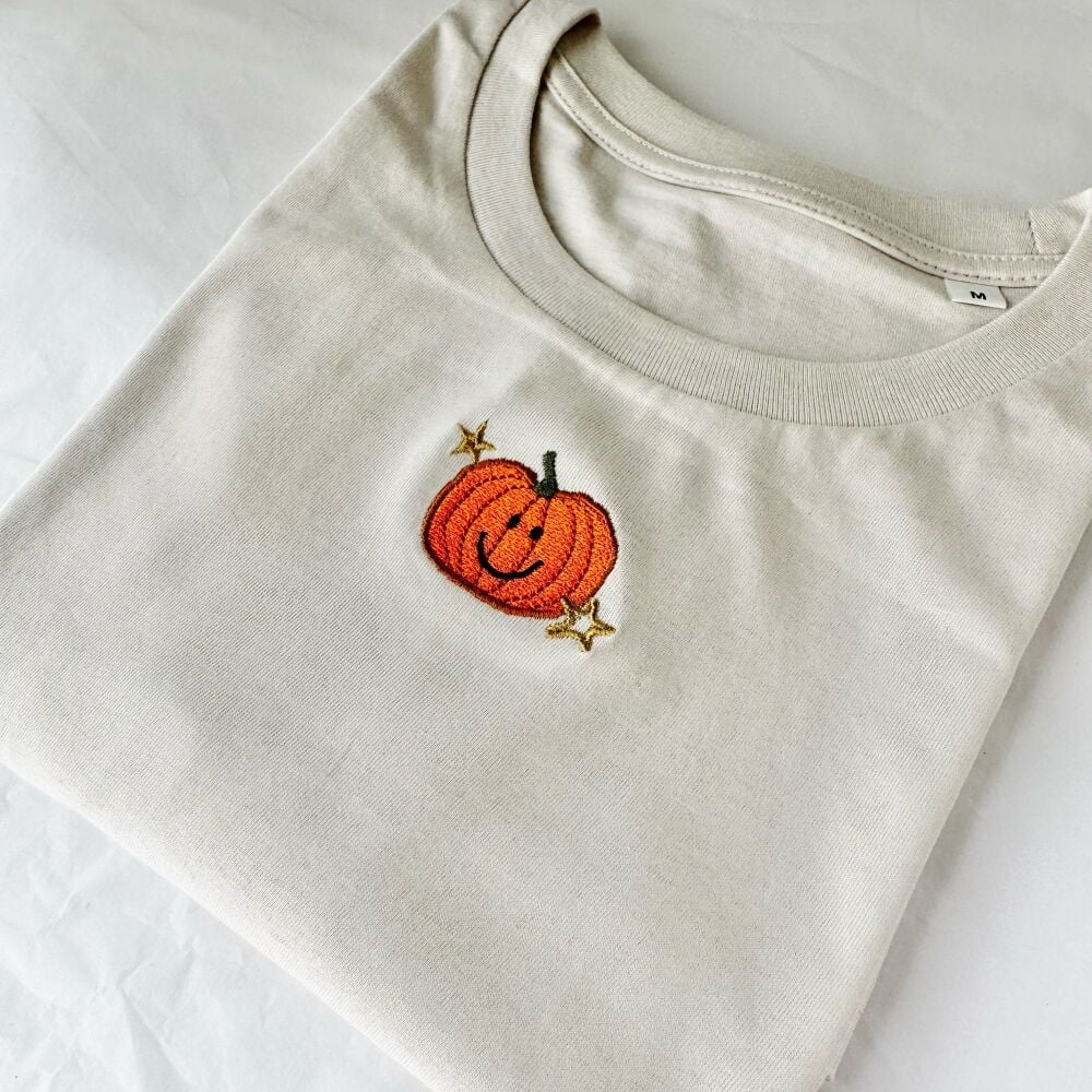 <!-- 001 --> Pumpkin - Embroidered Organic Cotton T-shirt