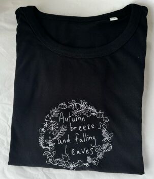 Autumn Breeze Falling Leaves - Embroidered T-shirt