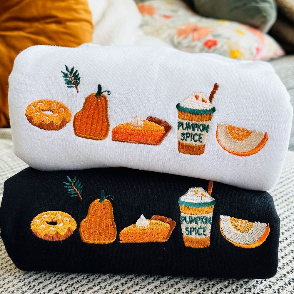 <!-- 001 --> Pumpkin Spice Everything- Embroidered Sweatshirt