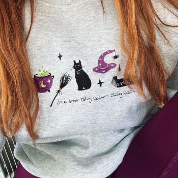 Witch Embroidered  Sweatshirt