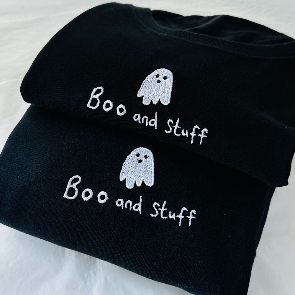 <!-- 001 -->  Boo & Stuff - Embroidered  Sweatshirt