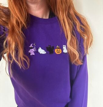   Halloween Cats Embroidered  Sweatshirt