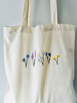 Wildflower Embroidered Tote Shopping Bag