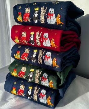 Festive Christmas Cats- Embroidered Christmas Jumper