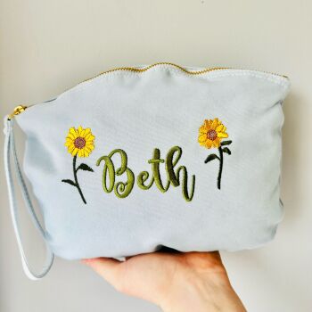 Sunflowers Personalised Organic Cotton Make-up Bag