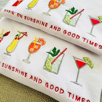  Summer Cocktails Embroidered T-shirt