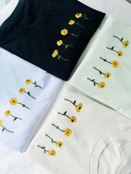  Embroidered Sunflowers T-shirt