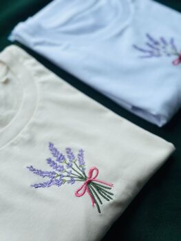 Lavender Bouquet Embroidered T-shirt