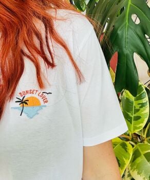  Embroidered 'Sunset Lover' T-shirt