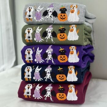   Halloween Dogs Embroidered  Sweatshirt