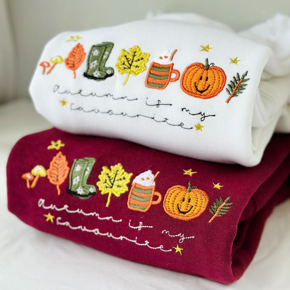 <!-- 001 --> Autumn is my favourite - Embroidered  Jumper