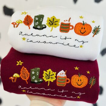 Autumn is my favourite - Embroidered  Jumper
