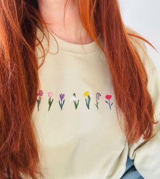  Springtime Miniature Florals Embroidered Sweatshirt