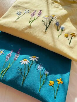  Wildflowers - Embroidered Organic Cotton T-shirt