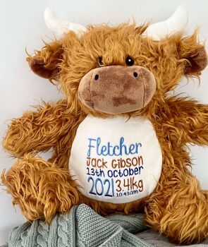  Embroidered Highland Cow Teddy Bear