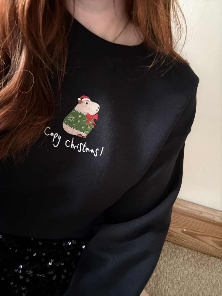 <!-- 001 --> Capybara - Embroidered Christmas Jumper