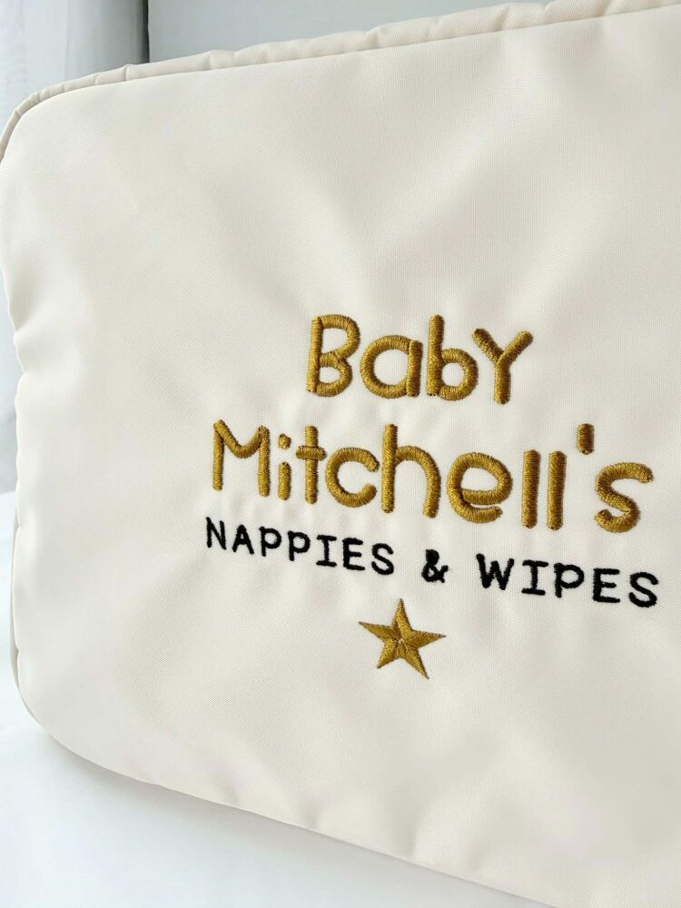<!-- 001 --> Personalised Baby Nappies & Wipes Pouch
