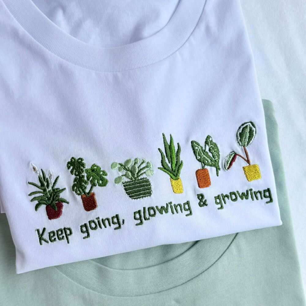 <!-- 001 --> Springtime Miniature Florals Embroidered Organic Cotton T-shir