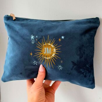 Personalised Celestial Pouch - Embroidered Make Up Bag