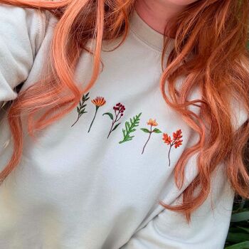 Embroidered Autumn Florals Sweatshirt