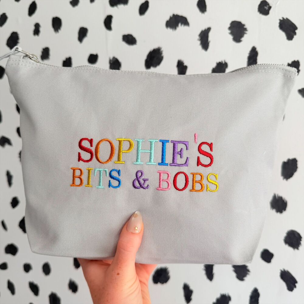 Personalised Embroidered Zip Up Bag
